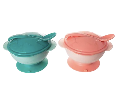 Toddler Anti-Slip Training Bowl Feeding Set with Spoon – 2-Pack