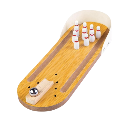 Safe Haven & CO Mini Wooden Bowling Game – Desktop Tabletop Fun Toy