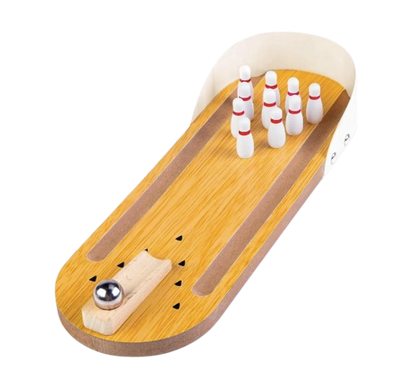 Safe Haven & CO Mini Wooden Bowling Game – Desktop Tabletop Fun Toy