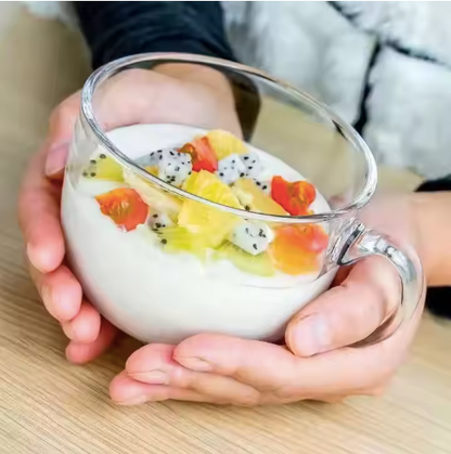 Glass Mug with Wooden Lid & Spoon