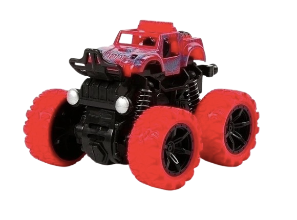 Safe Haven & CO Children's 4WD Inertia Stunt Monster Trucks – Pull-Back Off-Road Vehicle Toy