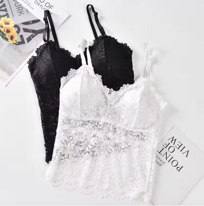 Women's Elegant Floral Lace Wireless Bralette – Padded, Comfortable, & Sexy Camisole Style