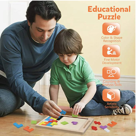 Wooden Blocks Puzzle Brain Teasers Toys for Kids