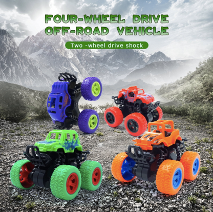 Children's 4WD Inertia Stunt Monster Trucks – Pull-Back Off-Road Vehicle Toy