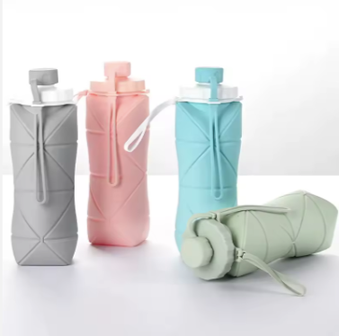 600ml Collapsible Silicone Water Bottle – Foldable Sports & Travel Hydration Bottle