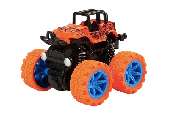 Safe Haven & CO Children's 4WD Inertia Stunt Monster Trucks – Pull-Back Off-Road Vehicle Toy
