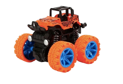 Safe Haven & CO Children's 4WD Inertia Stunt Monster Trucks – Pull-Back Off-Road Vehicle Toy