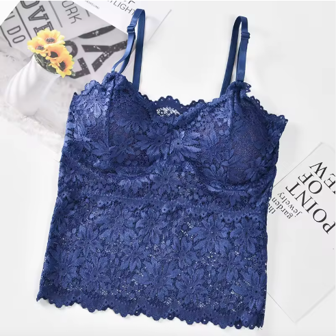 Women's Elegant Floral Lace Wireless Bralette – Padded, Comfortable, & Sexy Camisole Style