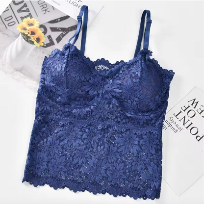 Women's Elegant Floral Lace Wireless Bralette – Padded, Comfortable, & Sexy Camisole Style