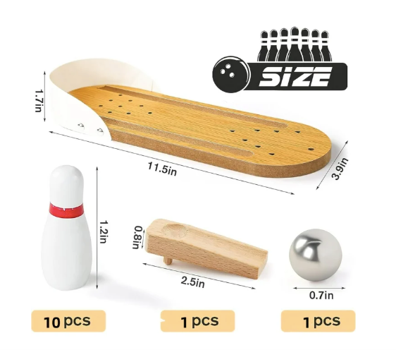 Mini Wooden Bowling Board Game – Fun Tabletop