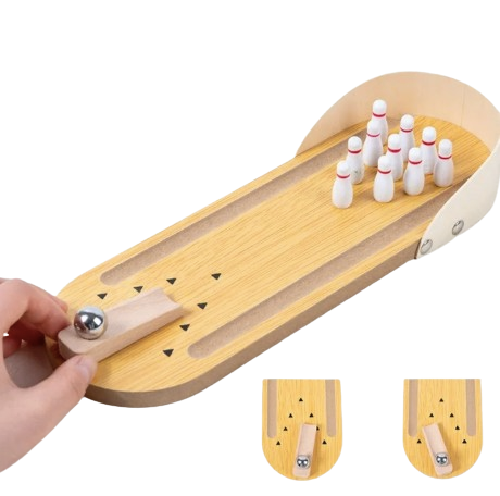 Safe Haven & CO Mini Wooden Bowling Game – Desktop Tabletop Fun Toy