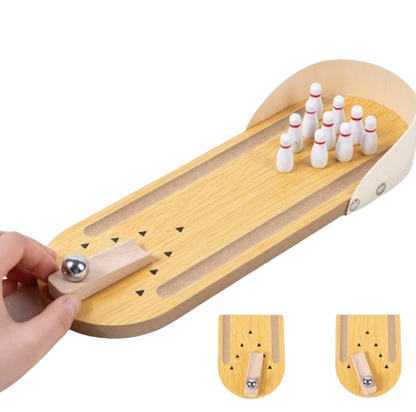 Safe Haven & CO Mini Wooden Bowling Game – Desktop Tabletop Fun Toy