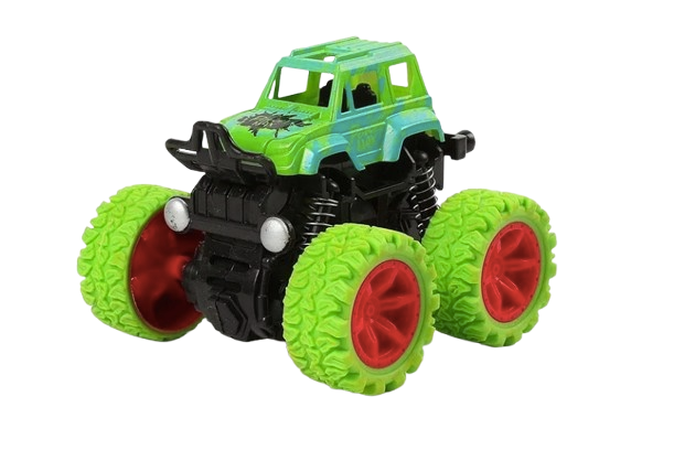 Safe Haven & CO Children's 4WD Inertia Stunt Monster Trucks – Pull-Back Off-Road Vehicle Toy