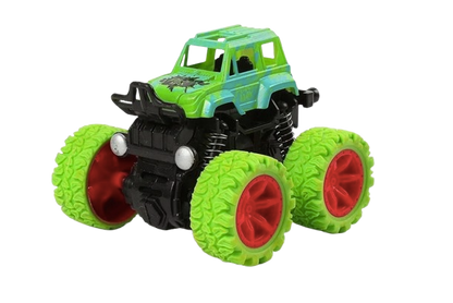 Safe Haven & CO Children's 4WD Inertia Stunt Monster Trucks – Pull-Back Off-Road Vehicle Toy