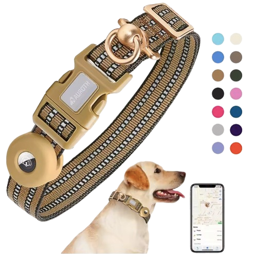 Nylon Soft Adjustable Dog Training Collar with AirTag Holder