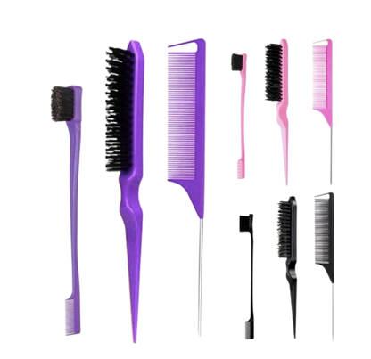Safe Haven & CO 3PC Hair Styling Comb Set – Edge Brush, Teasing Comb & Rat Tail Comb