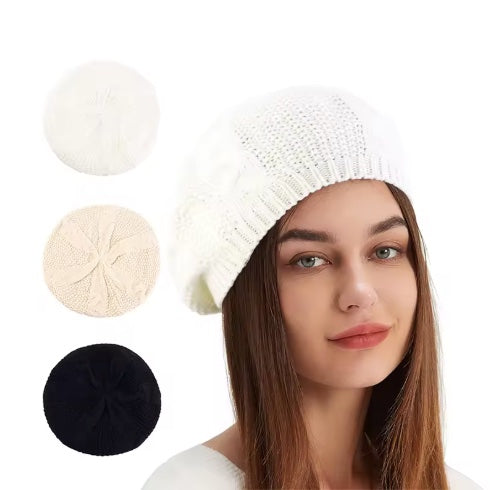 Knitted Winter Beret Beanie Hat