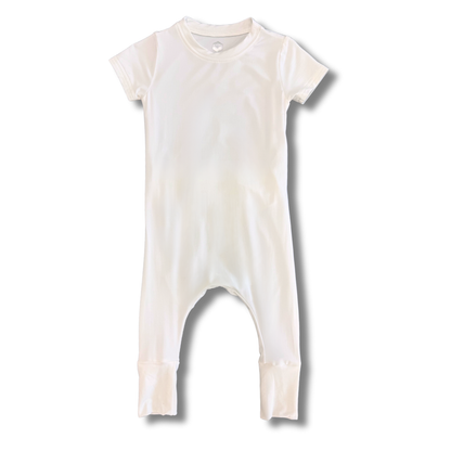 Bamboo Short Sleeve Romper in Ivory