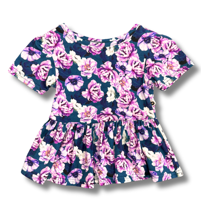 Bamboo Short Sleeve Peplum Top in Adele