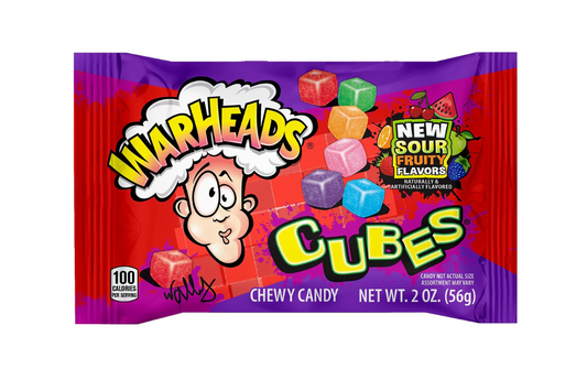 Warheads Chewy Cubes Sour Candy 2-oz Bags – 2 Pack Fruity Assortment