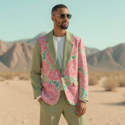 Men's Watercolor Print Floral 2 Casual Blazer in Cotton