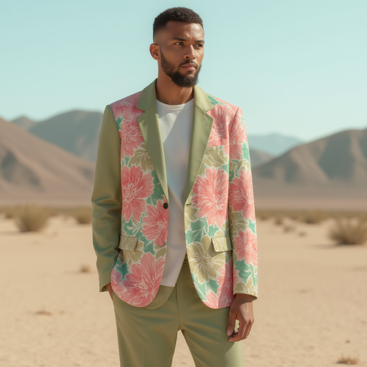 Men's Watercolor Print Floral 2 Casual Blazer in Cotton