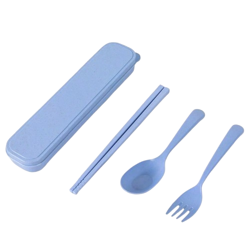 2-Pack Eco-Friendly Wheat Straw Portable Utensil Set – Compact Travel Cutlery Kit