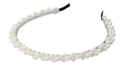 Pearl Beaded Headband Set (2 Pack) – White & Ivory Classic Hair Accessories