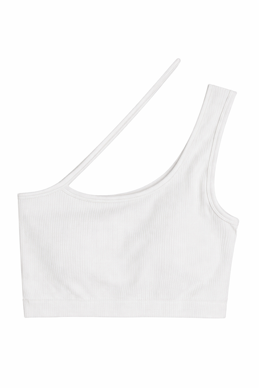 Women’s One Shoulder Ribbed Crop Top Stretch Tank - One Size Fits Most