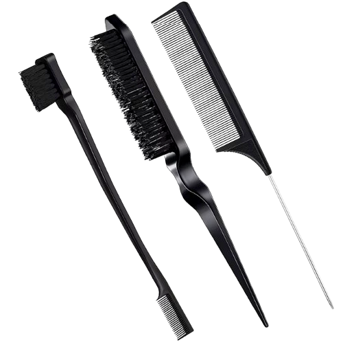 Safe Haven & CO 3PC Hair Styling Comb Set – Edge Brush, Teasing Comb & Rat Tail Comb