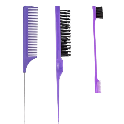 Safe Haven & CO 3PC Hair Styling Comb Set – Edge Brush, Teasing Comb & Rat Tail Comb