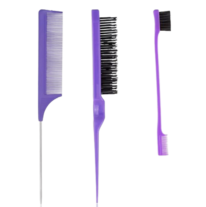 Safe Haven & CO 3PC Hair Styling Comb Set – Edge Brush, Teasing Comb & Rat Tail Comb