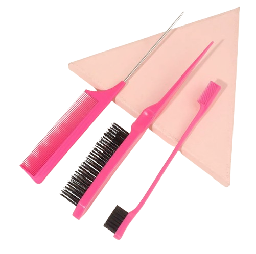Safe Haven & CO 3PC Hair Styling Comb Set – Edge Brush, Teasing Comb & Rat Tail Comb