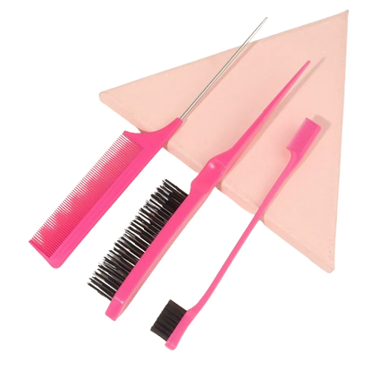 Safe Haven & CO 3PC Hair Styling Comb Set – Edge Brush, Teasing Comb & Rat Tail Comb