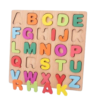 Safe Haven & CO Wooden Alphabet & Numeric Puzzle Learning Board for Toddlers
