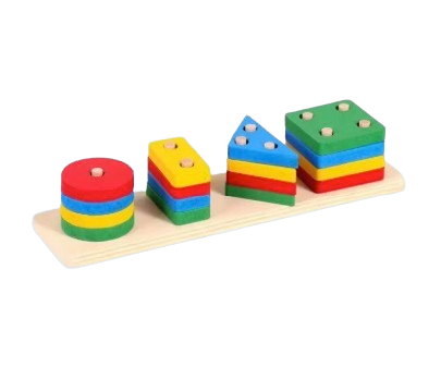 Safe Haven & CO Wooden Shape Sorting Puzzle – Geometric Stacking Educational Toy for Toddlers