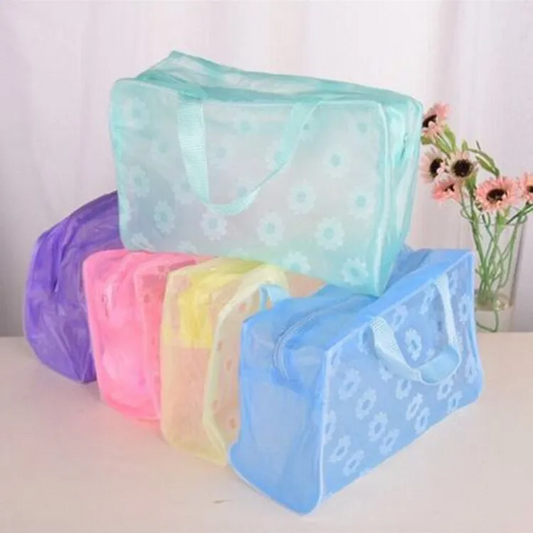 Women’s Floral Mesh PVC Travel Cosmetic & Storage Bag