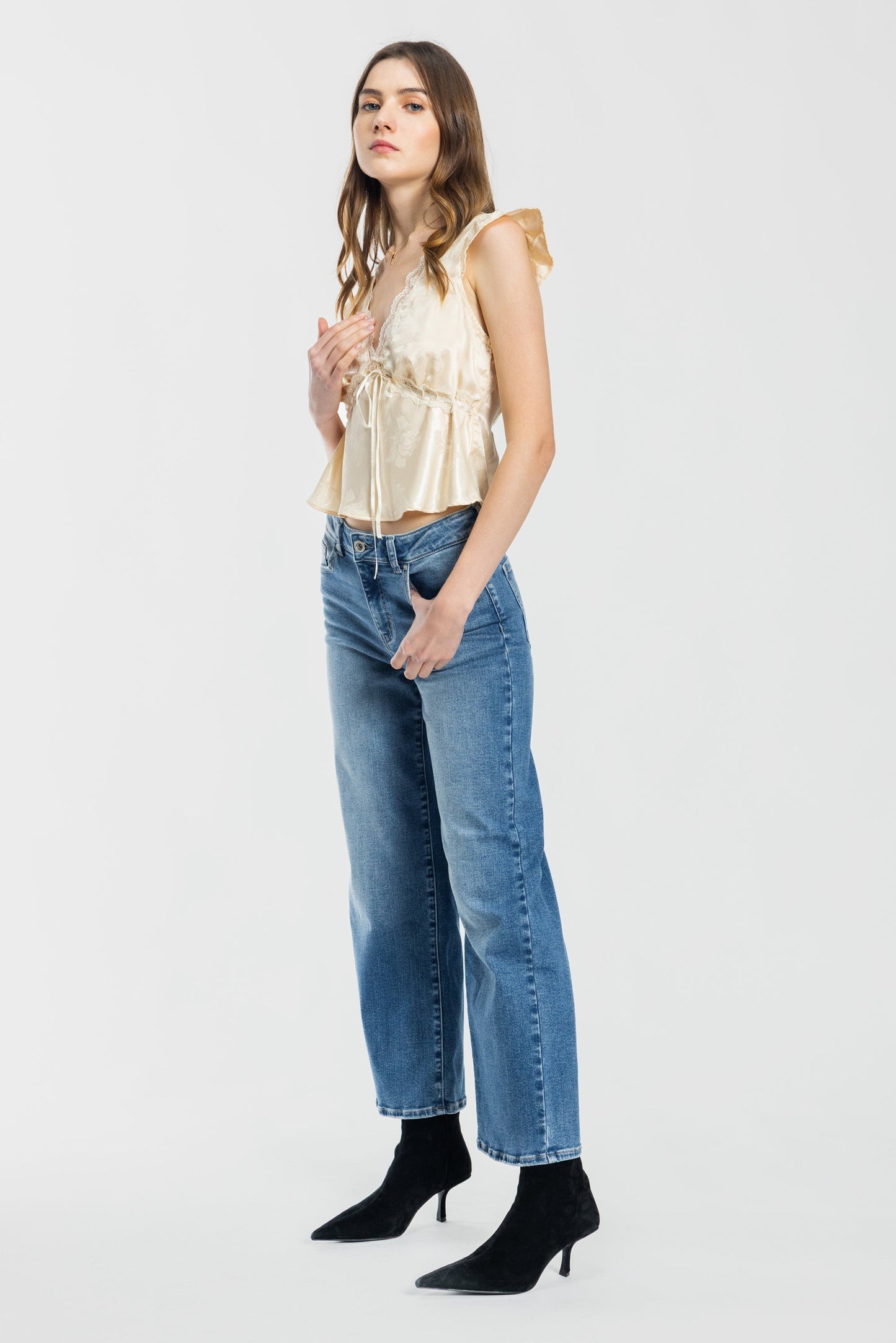 High Rise Crop Wide Leg Jeans