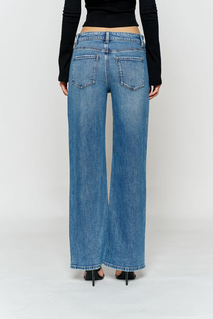Mid Waist Relaxed Wide Leg Jeans