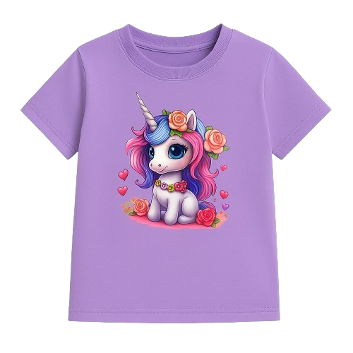 Girls' Graphic Print Short Sleeve T-Shirt – Adorable Character Designs (4Y–7Y)