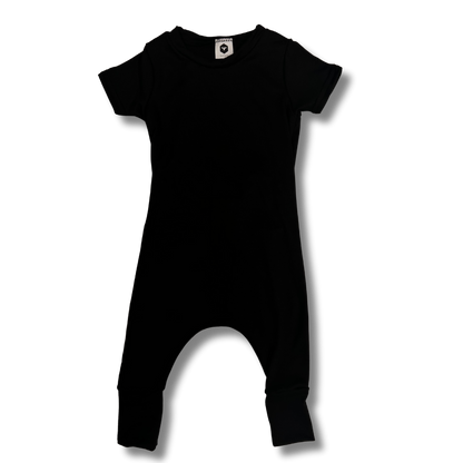 Bamboo Short Sleeve Romper in Black