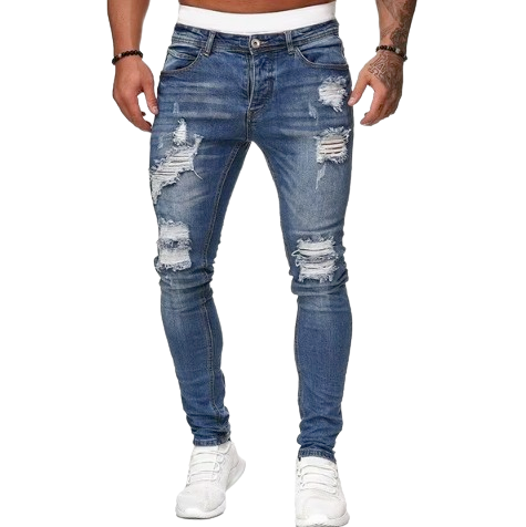 Men’s Distressed Skinny Fit Ripped Denim Jeans