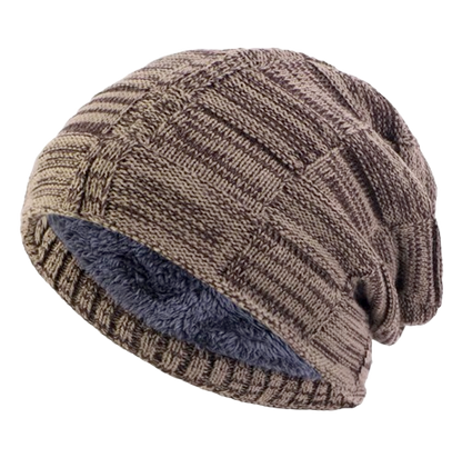 Slouchy Knit Beanie, Double Layer with Fleece Lining, Unisex Winter Hat, Multiple Colors