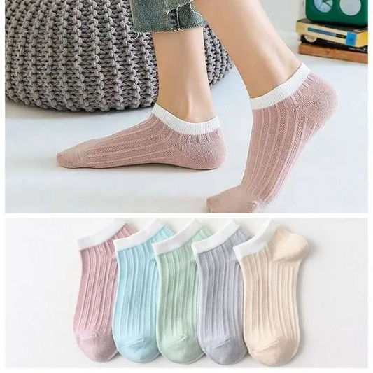Safe Haven & CO Ankle Candy Pastel Socks, Lightweight Breathable Low-Cut (5 Pack), Size 5-9