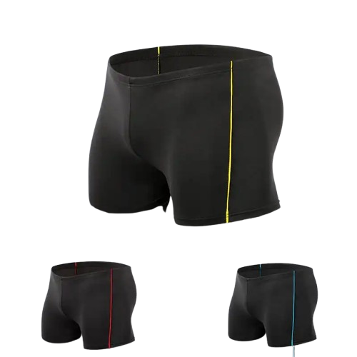 Safe Haven & CO Men’s Contrast Trim Swim Shorts – Quick-Dry Stretch Fit