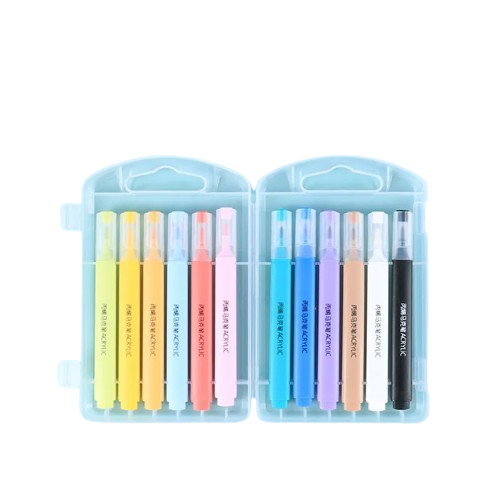 Safe Haven & CO – 12-Piece Acrylic Marker Set – Macaron Colors with Soft Tip