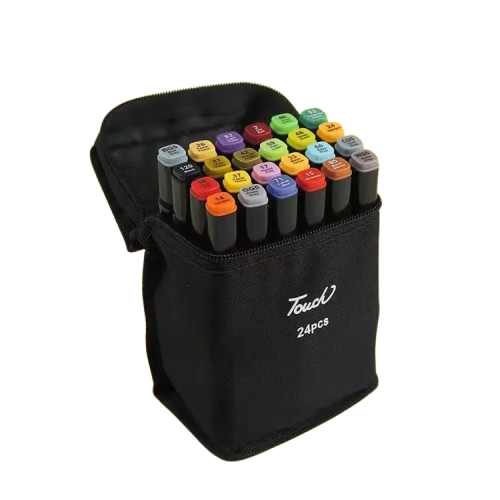 Safe Haven & CO – 24-Piece Dual Tip Art Marker Set with Carrying Case
