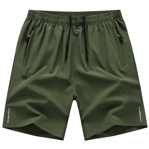 Safe Haven & CO Men’s Quick-Dry Athletic Shorts – Breathable Elastic Waist with Zipper Pockets