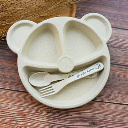 Bear-Shaped Kids Tableware Set with Spoon & Fork