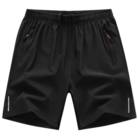 Men’s Quick-Dry Athletic Shorts – Breathable Elastic Waist with Zipper Pockets